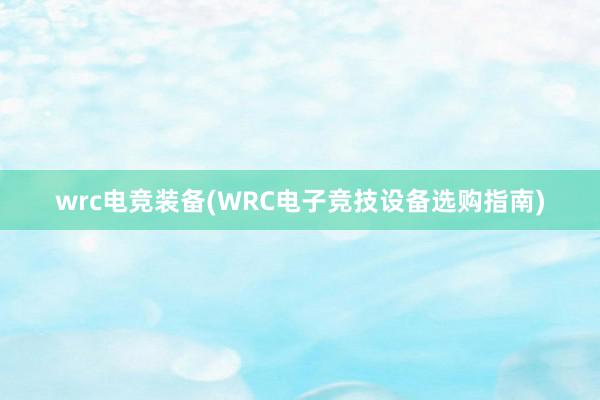 wrc电竞装备(WRC电子竞技设备选购指南)