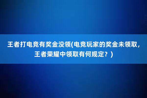 王者打电竞有奖金没领(电竞玩家的奖金未领取，王者荣耀中领取有何规定？)