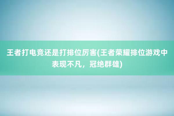 王者打电竞还是打排位厉害(王者荣耀排位游戏中表现不凡，冠绝群雄)