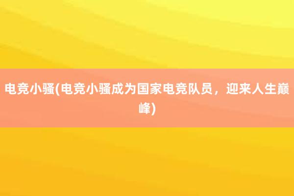 电竞小骚(电竞小骚成为国家电竞队员，迎来人生巅峰)