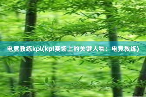 电竞教练kpl(kpl赛场上的关键人物：电竞教练)