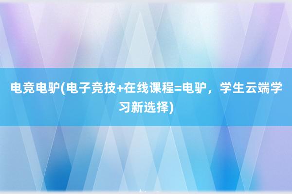 电竞电驴(电子竞技+在线课程=电驴，学生云端学习新选择)