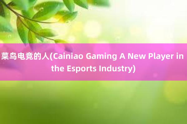 菜鸟电竞的人(Cainiao Gaming A New Player in the Esports Industry)