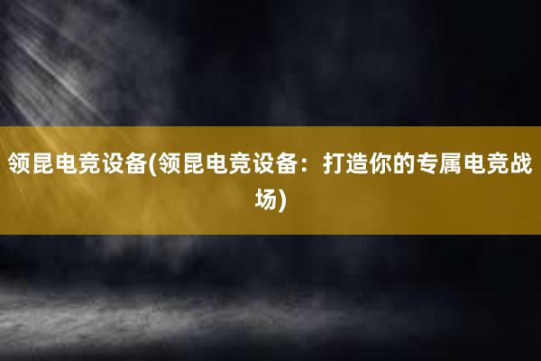 领昆电竞设备(领昆电竞设备：打造你的专属电竞战场)