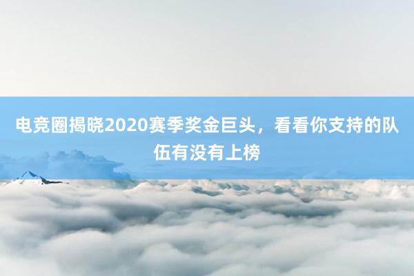 电竞圈揭晓2020赛季奖金巨头，看看你支持的队伍有没有上榜