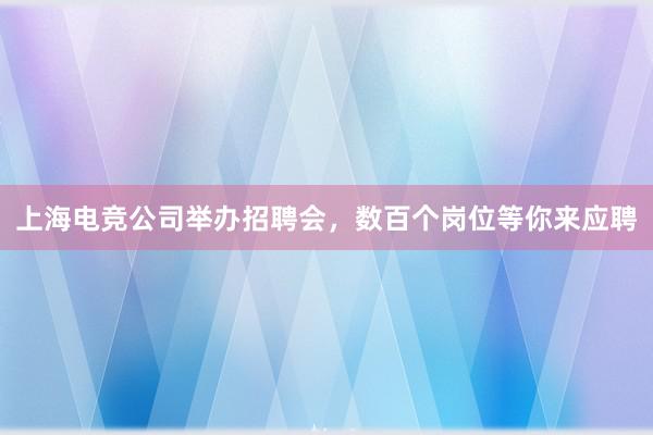 上海电竞公司举办招聘会，数百个岗位等你来应聘