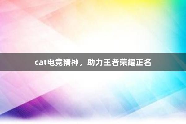 cat电竞精神，助力王者荣耀正名