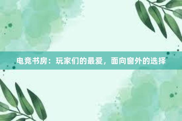 电竞书房：玩家们的最爱，面向窗外的选择