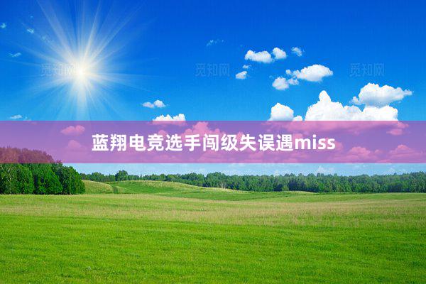 蓝翔电竞选手闯级失误遇miss